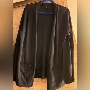 Talbots Darkest Midnight Navy Pima Cotton Lightweight Knit Cardigan SZ Large